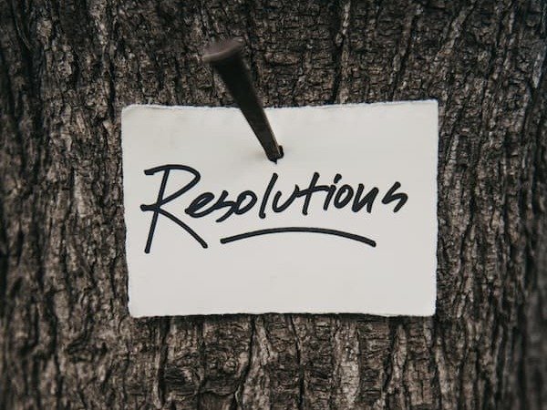 resolutions card pinned on a tree