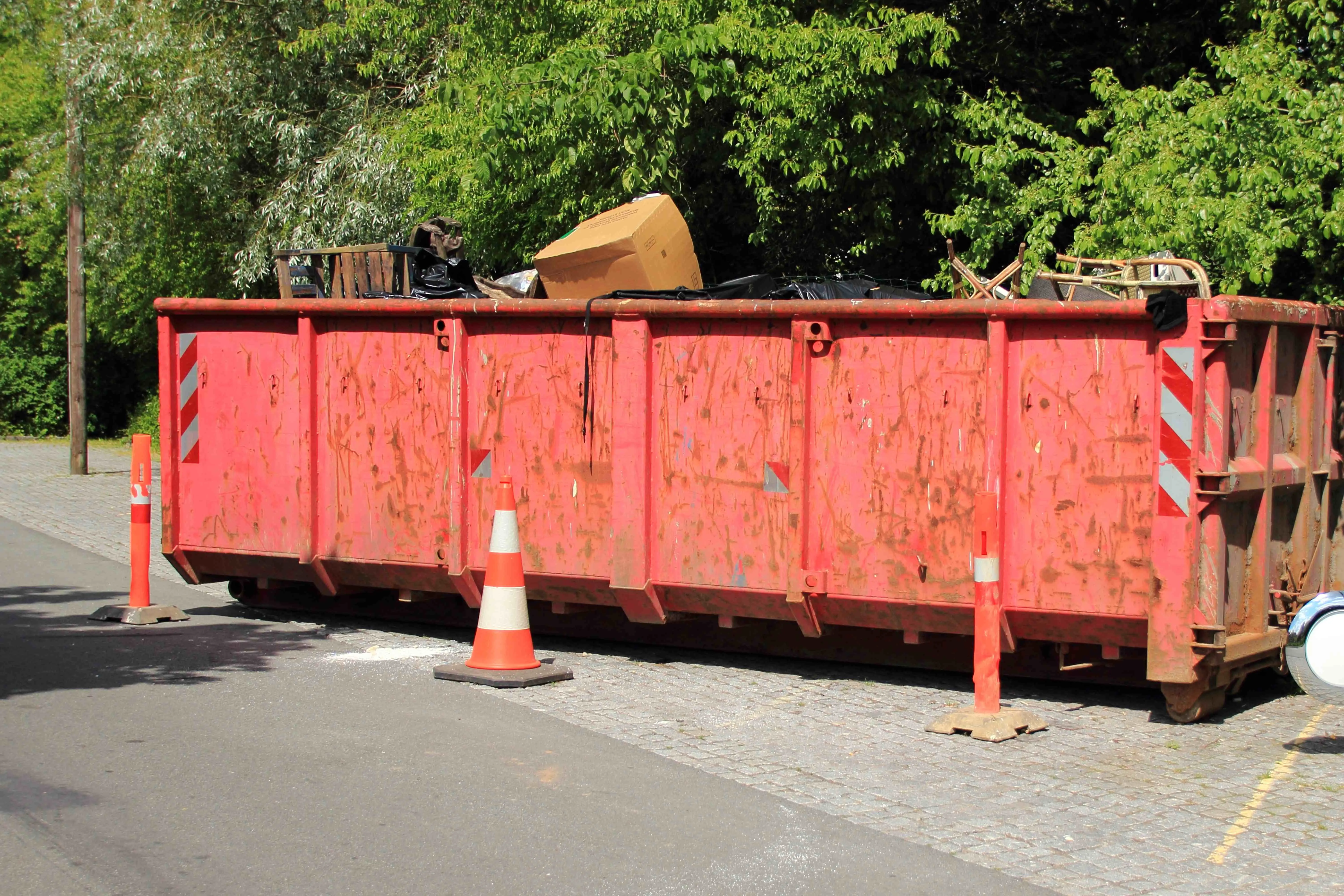 dumpster in street