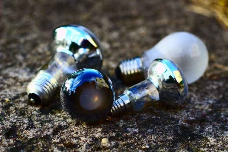 Light bulbs littering the ground as e-waste