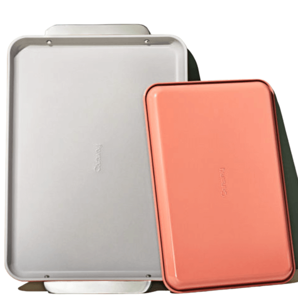 Ceramic baking sheets big and small grey and red