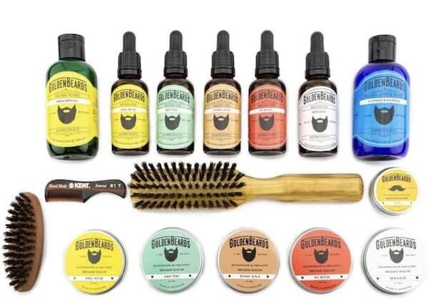 Golden Bears beard care kit with assorted bushes and oils