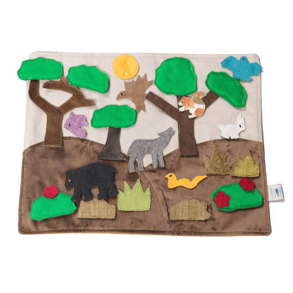 Velcro animal storyboard with trees, bushes, and animals