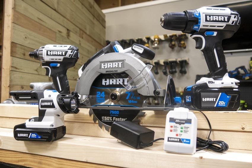 hart tools sitting on a bench
