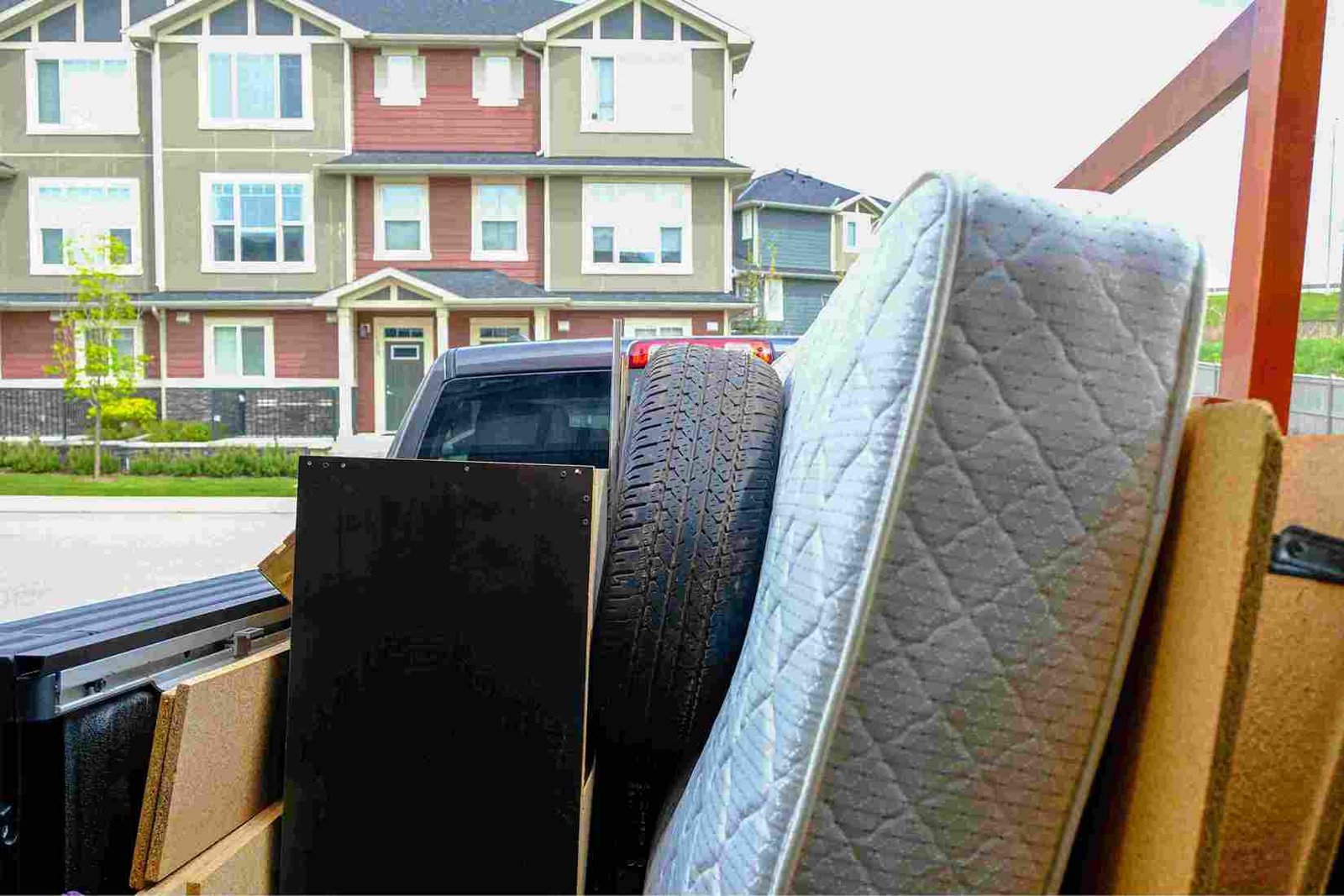 hauling old mattress in pick up truck