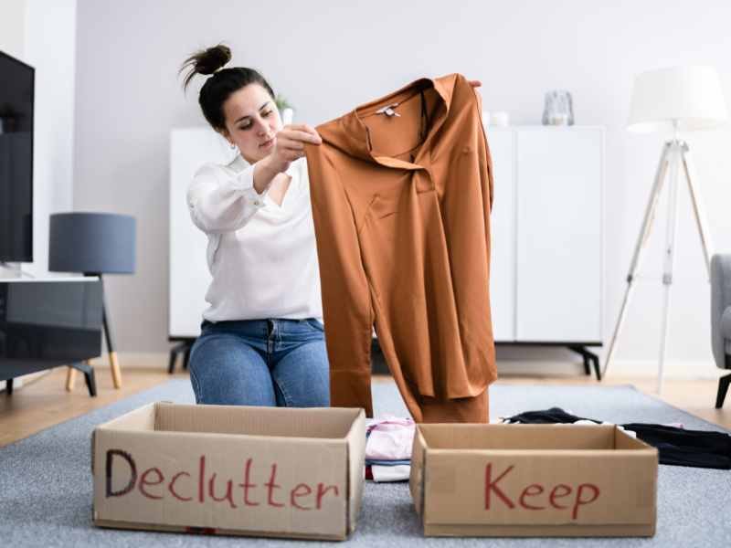 Woman doing Swedish death cleaning
