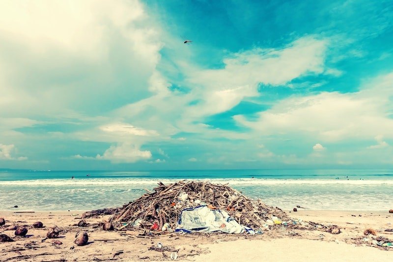 A pile of pollution on a sunny beach